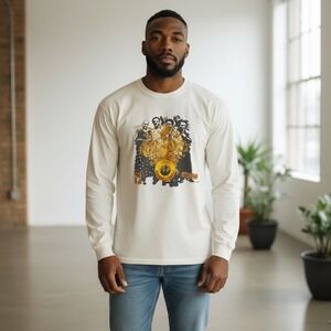 VTG AZZURE 2XL White‎ Long Sleeve Graphic T Shirt Cotton- New